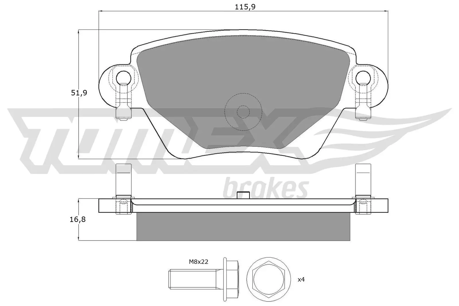 Sada brzdových destiček, kotoučová brzda TOMEX Brakes 12-59