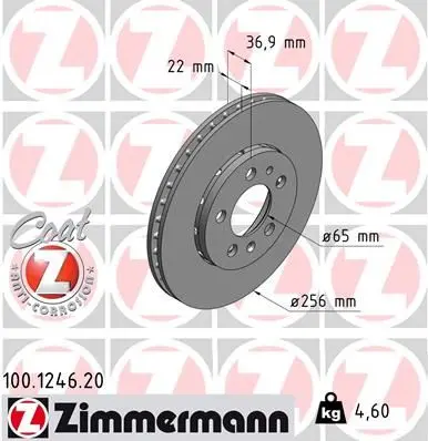 Brzdový kotouč ZIMMERMANN 100.1246.20