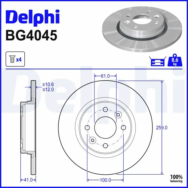 Brzdový kotouč DELPHI BG4045