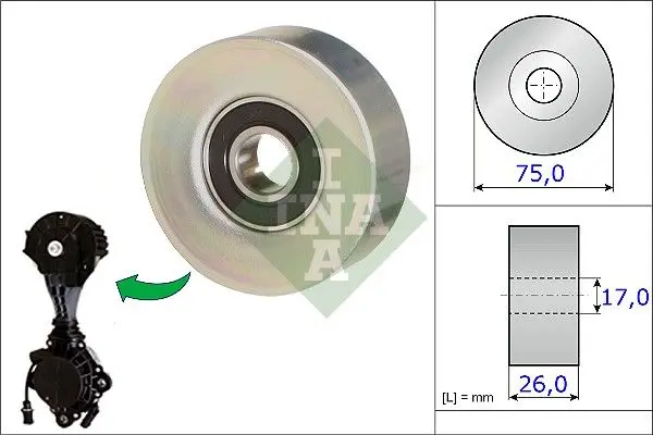 Vratná/vodicí kladka, klínový žebrový řemen Schaeffler INA 532 0676 10