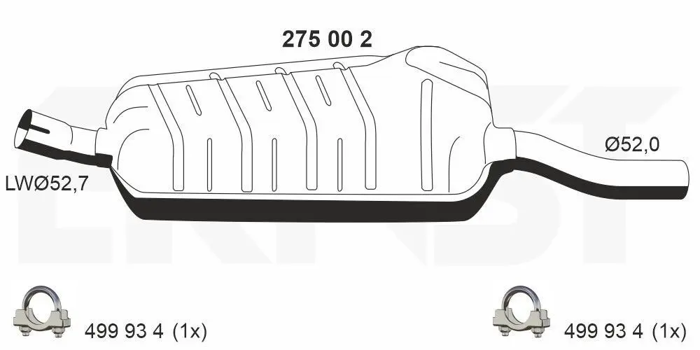 Střední tlumič výfuku ERNST 275002