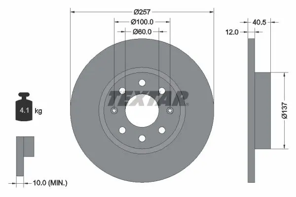TEXTAR Brzdový kotouč 92164603