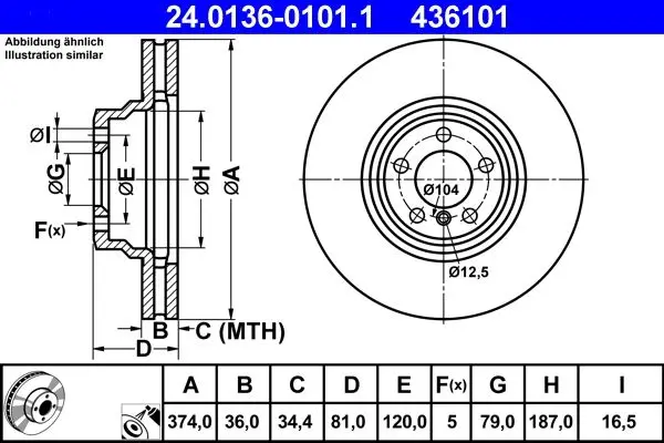 Brzdový kotouč ATE 24.0136-0101.1