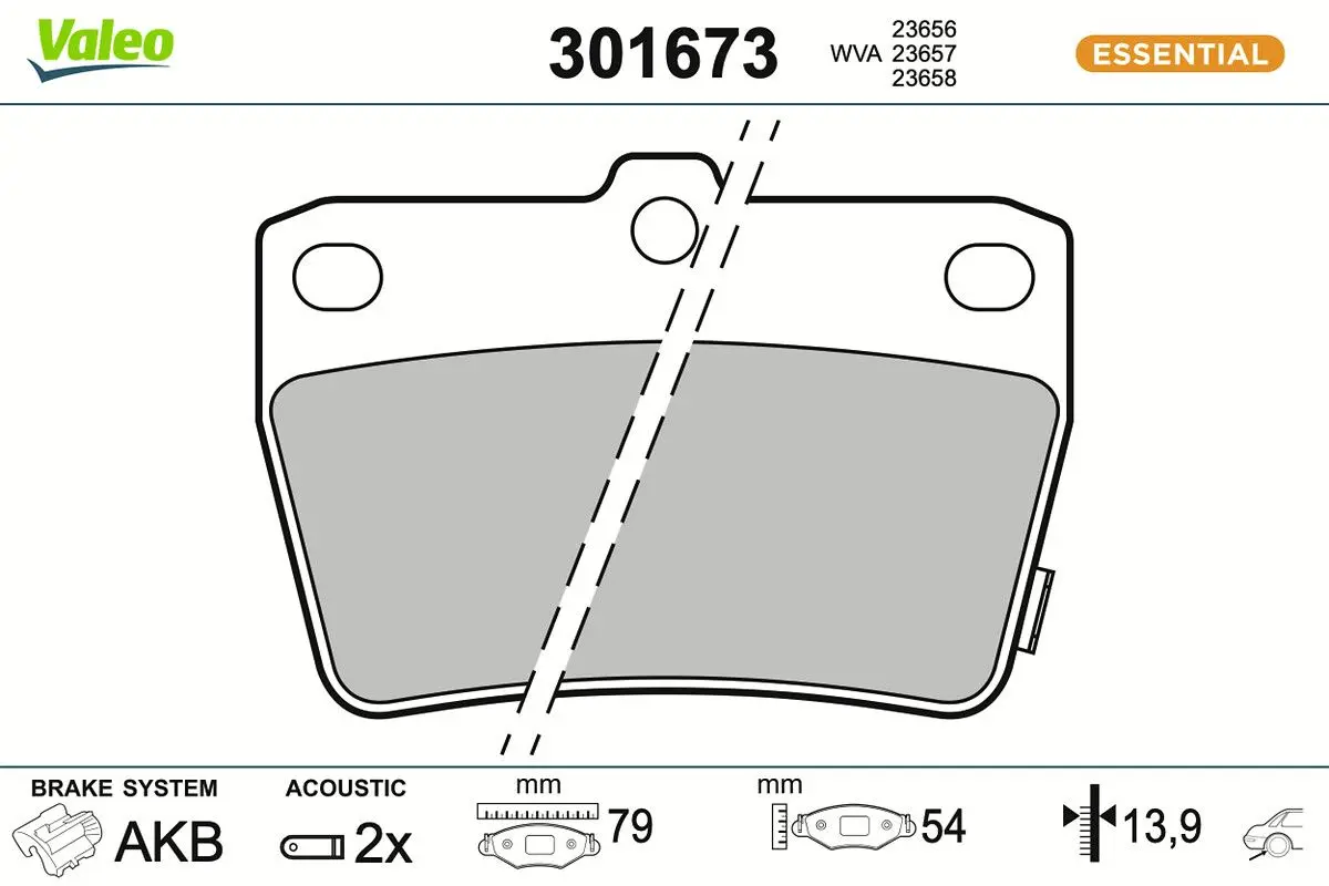 Sada brzdových destiček, kotoučová brzda VALEO 301673