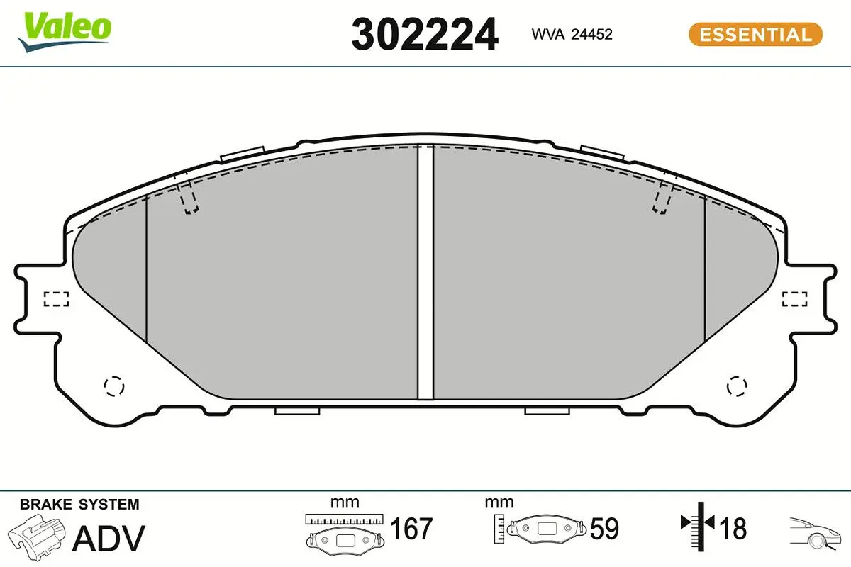 Sada brzdových destiček, kotoučová brzda VALEO 302224