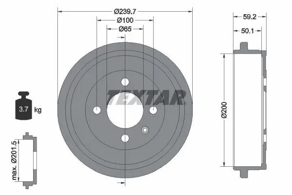 Brzdový buben TEXTAR 94022800