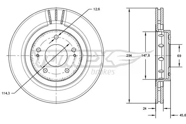 Brzdový kotouč TOMEX Brakes TX 71-74