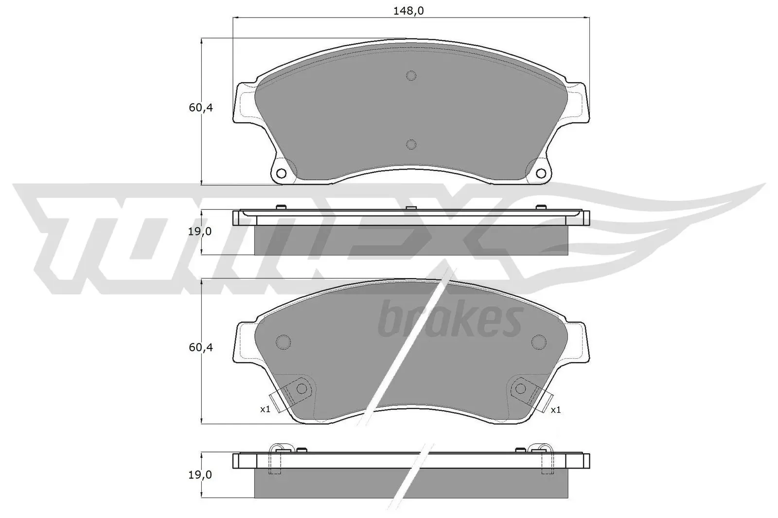 Sada brzdových destiček, kotoučová brzda TOMEX Brakes 16-50