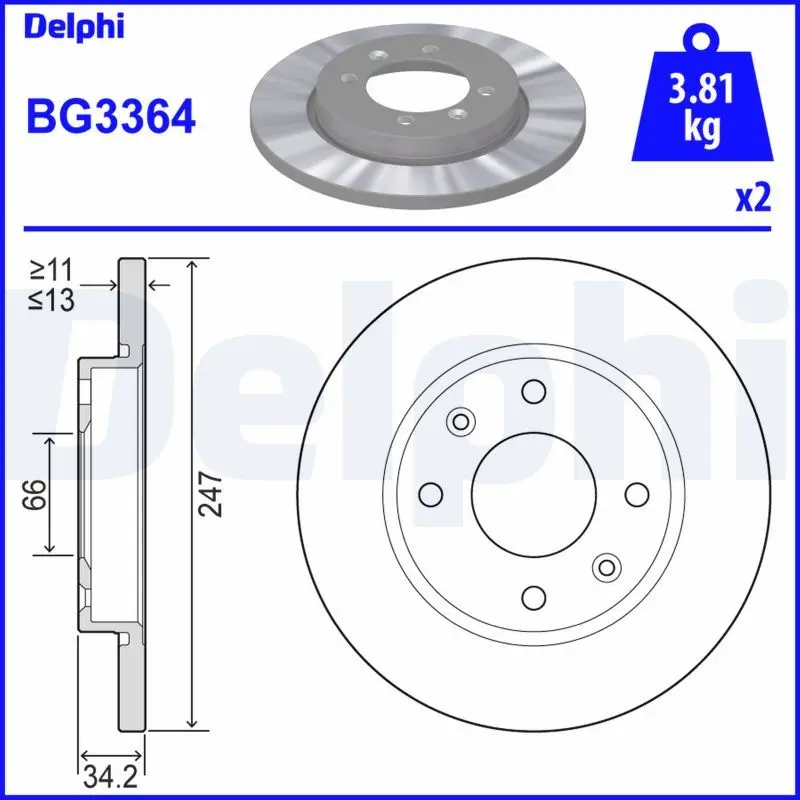 Brzdový kotouč DELPHI BG3364