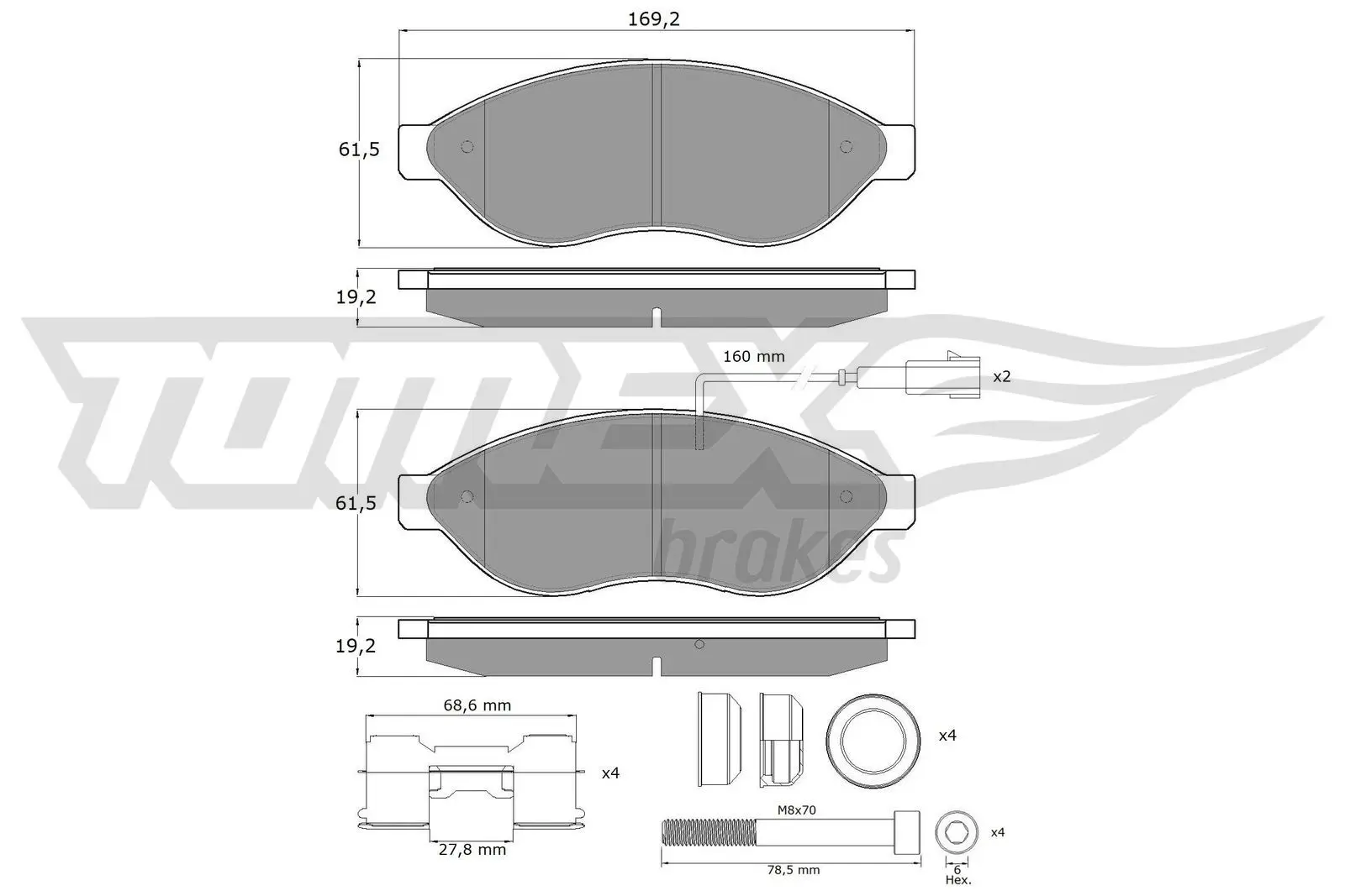 Sada brzdových destiček, kotoučová brzda TOMEX Brakes 14-39