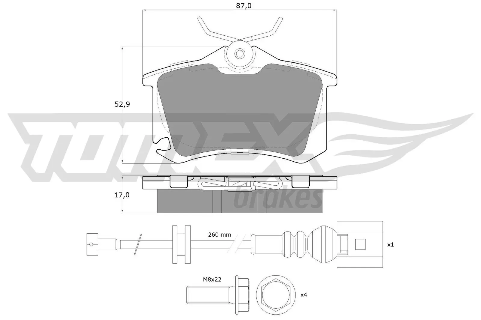 Sada brzdových destiček, kotoučová brzda TOMEX Brakes 16-15