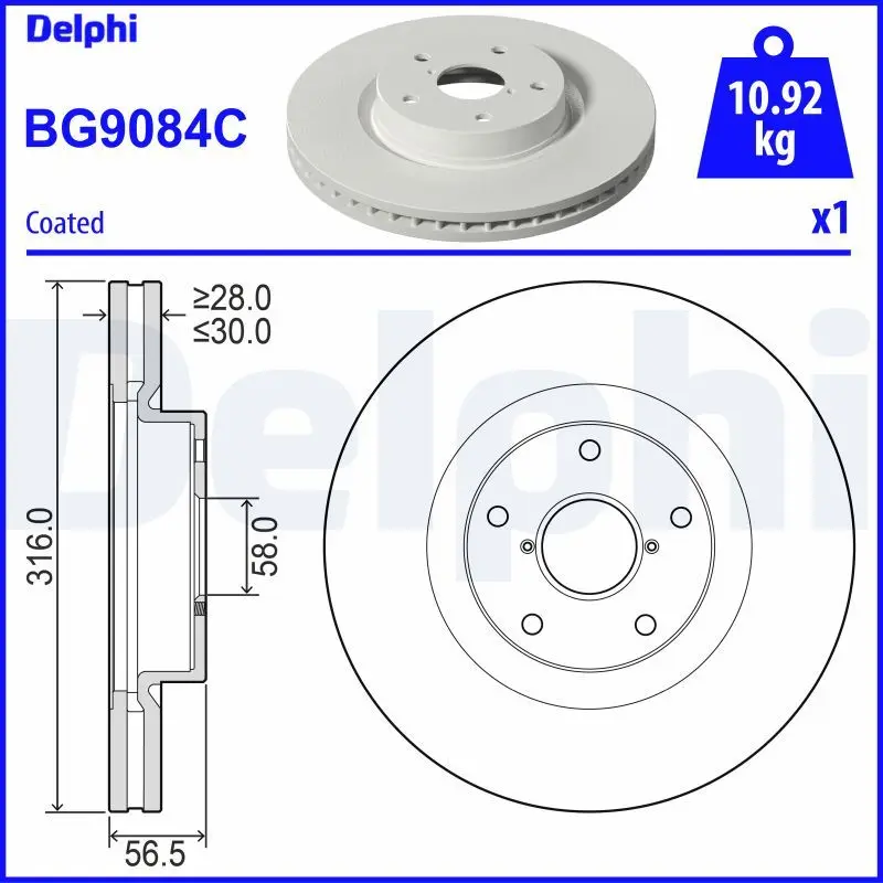 DELPHI Brzdový kotouč BG9084C