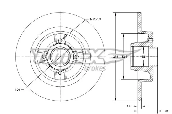Brzdový kotouč TOMEX Brakes TX 70-801