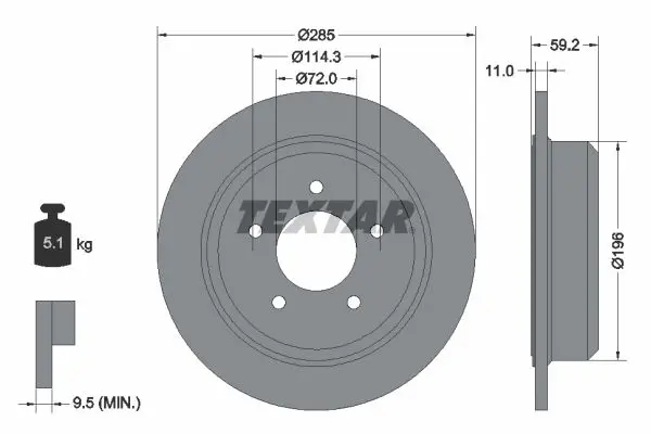 TEXTAR Brzdový kotouč 92169403