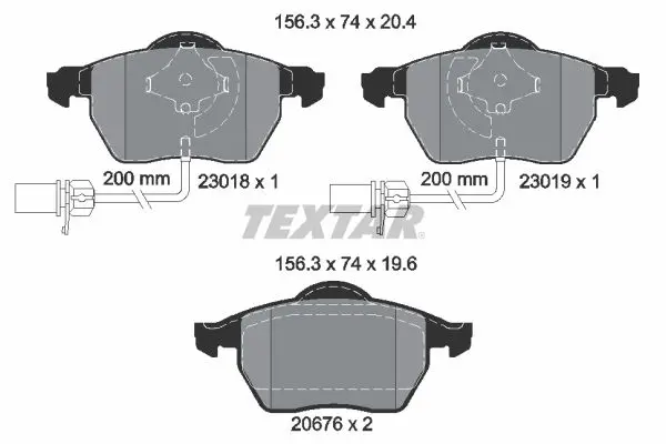 TEXTAR Sada brzdových destiček, kotoučová brzda 2301802
