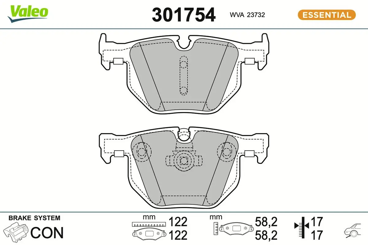Sada brzdových destiček, kotoučová brzda VALEO 301754