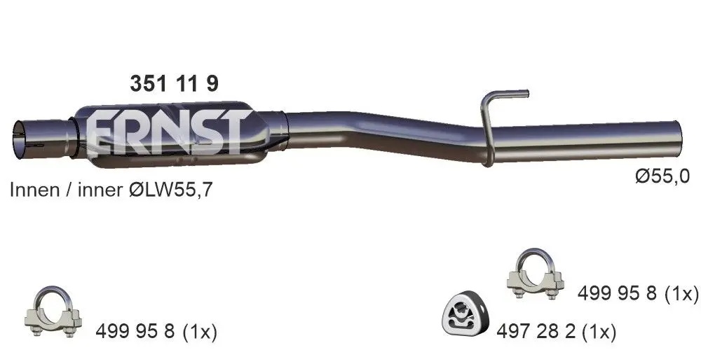 Střední tlumič výfuku ERNST 351119