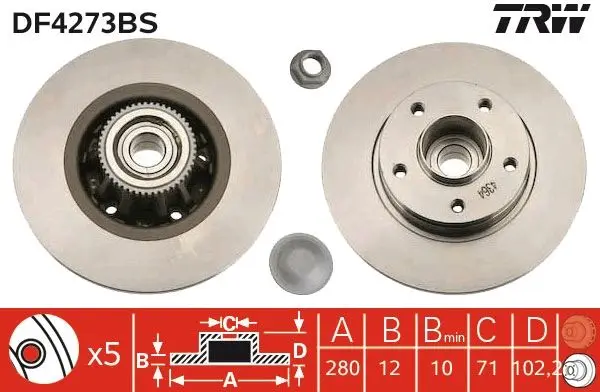 Brzdový kotouč TRW DF4273BS