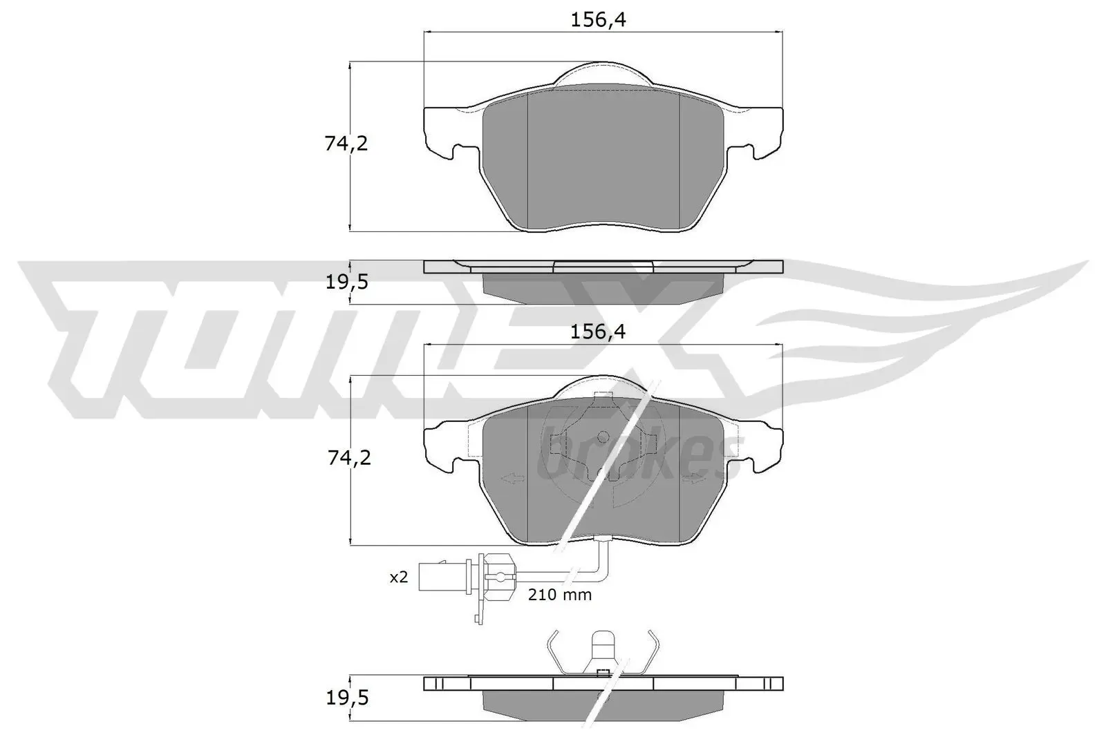 Sada brzdových destiček, kotoučová brzda TOMEX Brakes 13-13