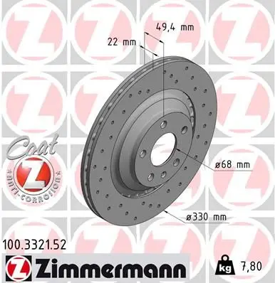 Brzdový kotouč ZIMMERMANN 100.3321.52