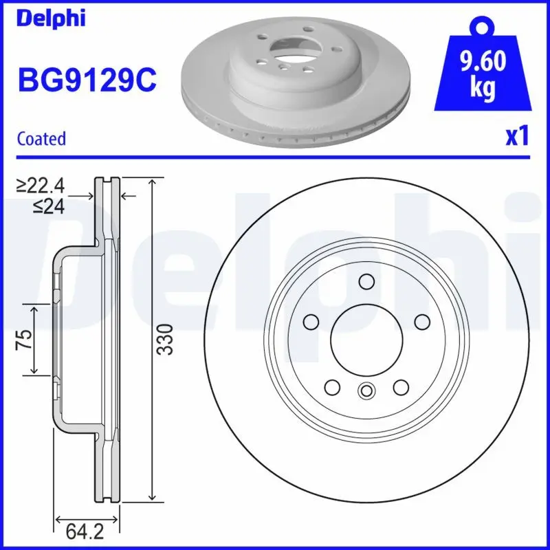 DELPHI Brzdový kotouč BG9129C