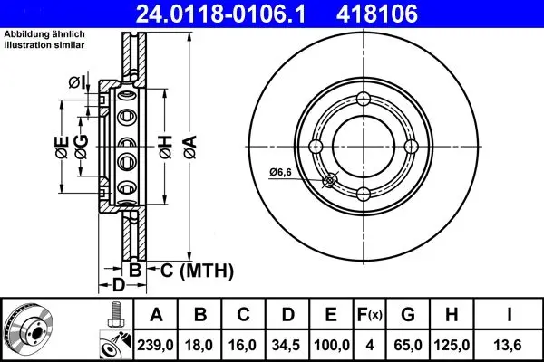 Brzdový kotouč ATE 24.0118-0106.1