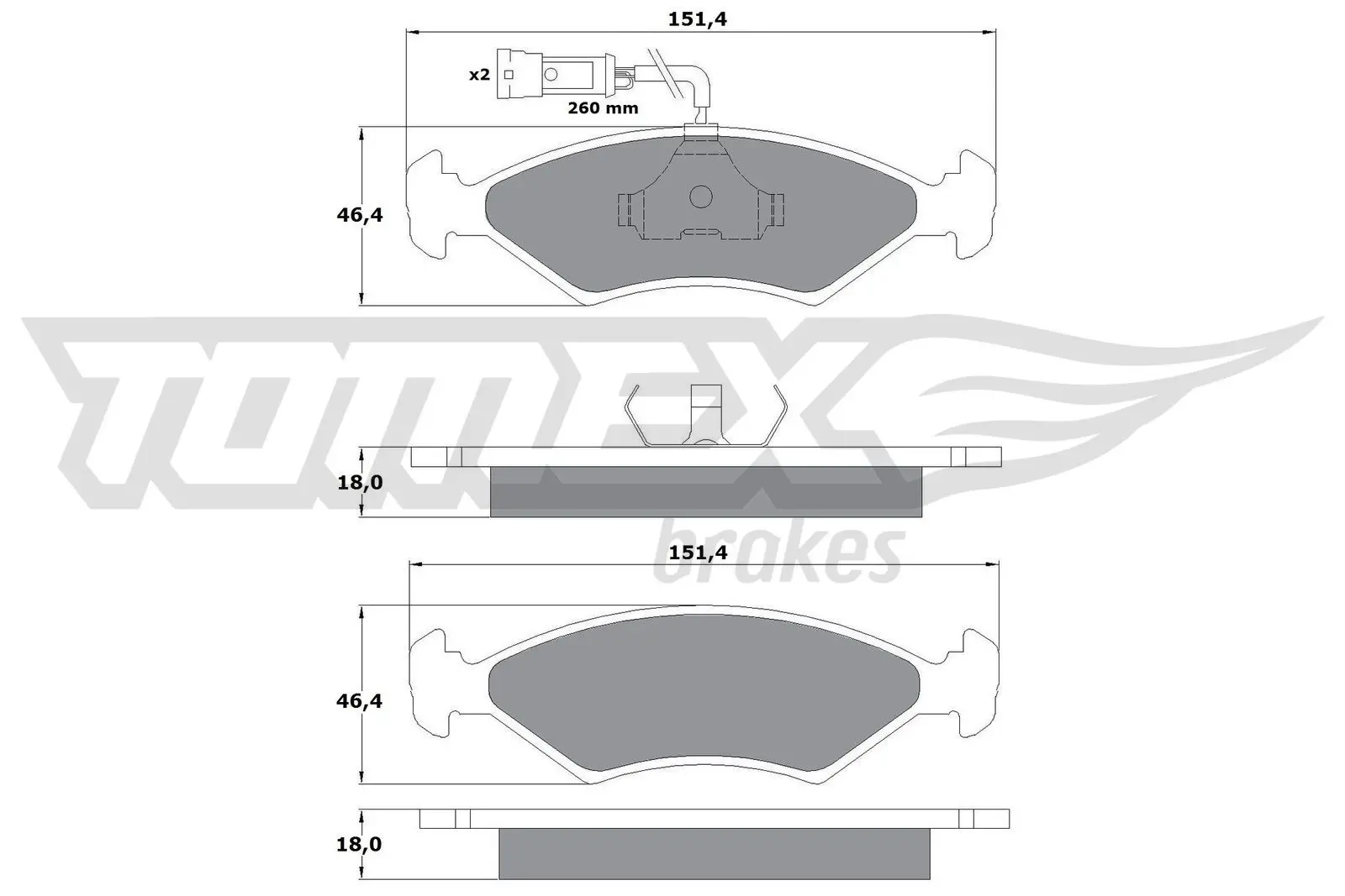 Sada brzdových destiček, kotoučová brzda TOMEX Brakes 10-281