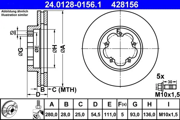 Brzdový kotouč ATE 24.0128-0156.1
