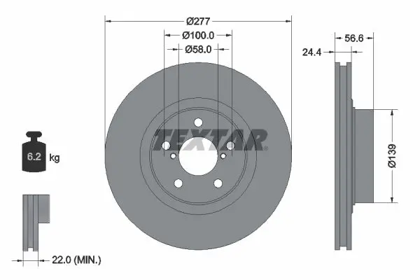TEXTAR Brzdový kotouč 92094603