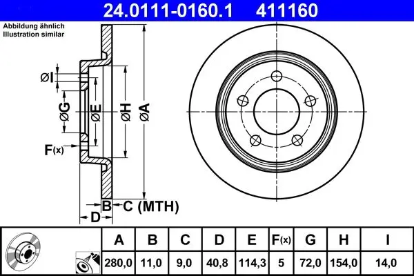 Brzdový kotouč ATE 24.0111-0160.1