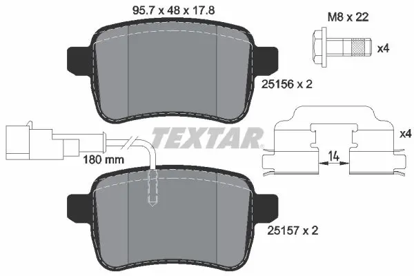 Sada brzdových destiček, kotoučová brzda TEXTAR 2515601