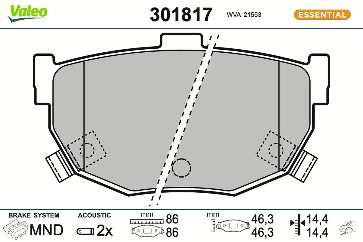Sada brzdových destiček, kotoučová brzda VALEO 301817