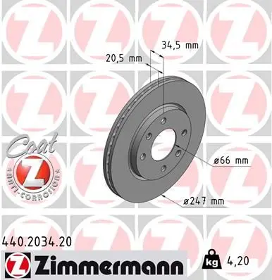 Brzdový kotouč ZIMMERMANN 440.2034.20