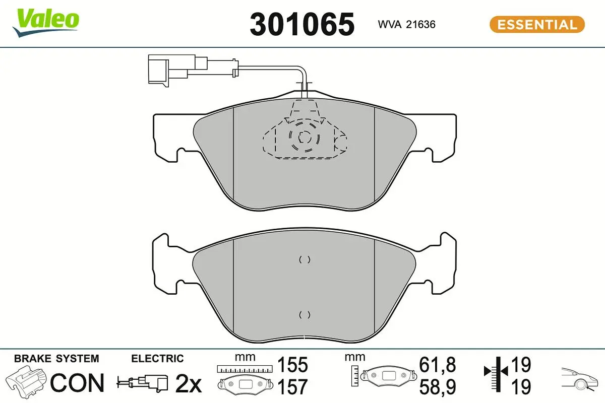 Sada brzdových destiček, kotoučová brzda VALEO 301065