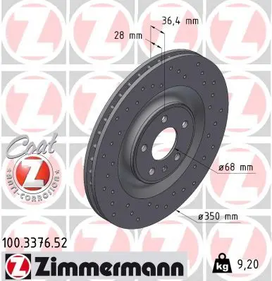 Brzdový kotouč ZIMMERMANN 100.3376.52