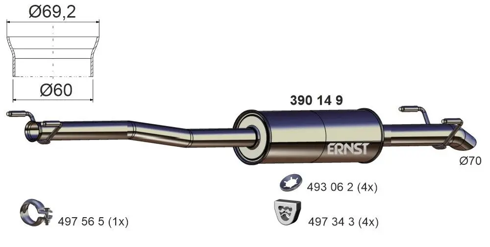 Střední tlumič výfuku ERNST 390149