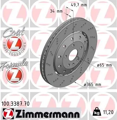 Brzdový kotouč ZIMMERMANN 100.3387.70