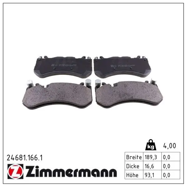 Sada brzdových destiček, kotoučová brzda ZIMMERMANN 24681.166.1