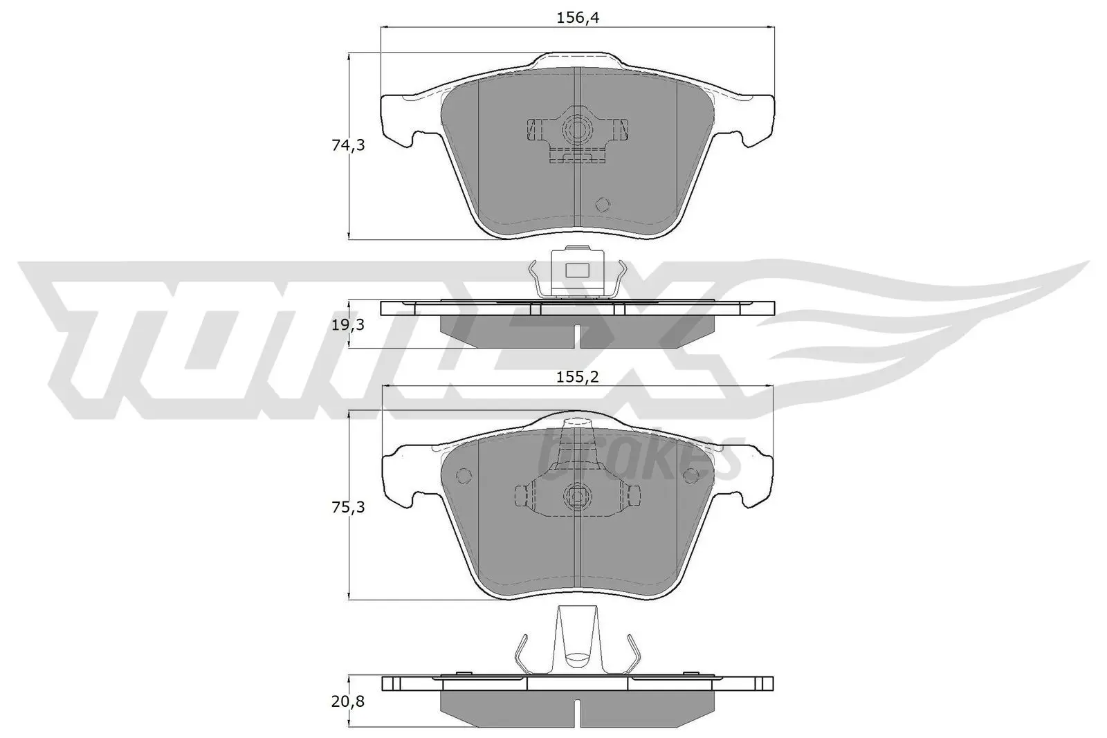 Sada brzdových destiček, kotoučová brzda TOMEX Brakes 14-06
