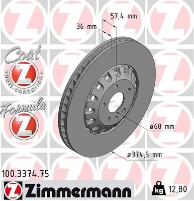 Brzdový kotouč ZIMMERMANN 100.3374.75