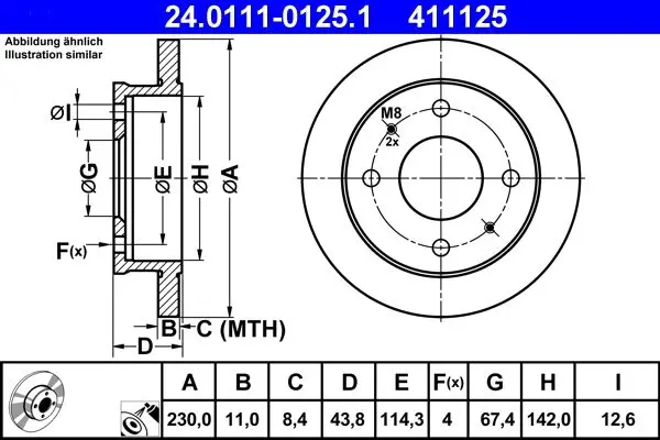 Brzdový kotouč ATE 24.0111-0125.1