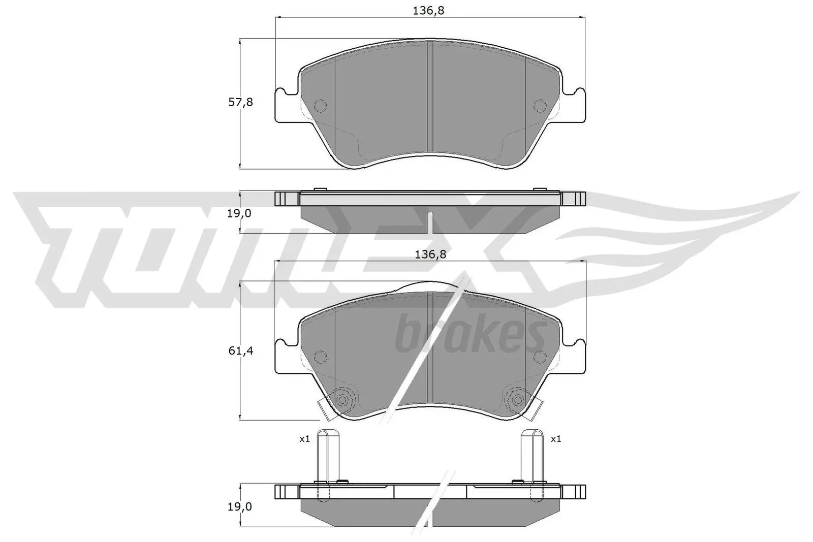 Sada brzdových destiček, kotoučová brzda TOMEX Brakes 16-45