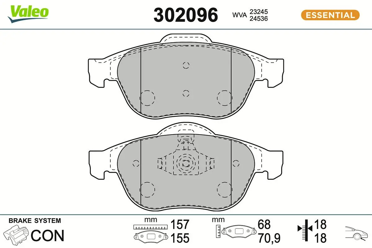 VALEO Sada brzdových destiček, kotoučová brzda 302096