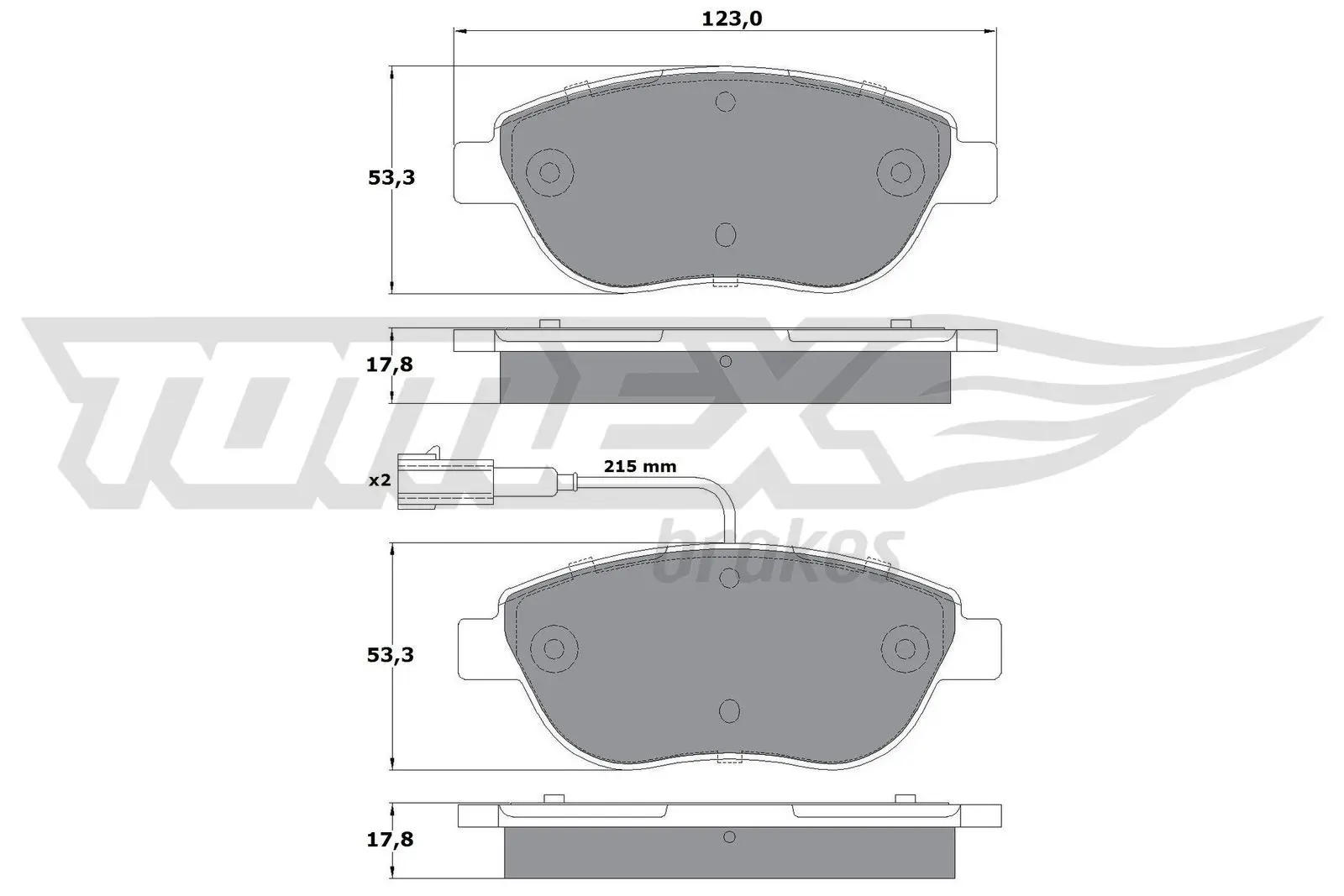 Sada brzdových destiček, kotoučová brzda TOMEX Brakes 12-482