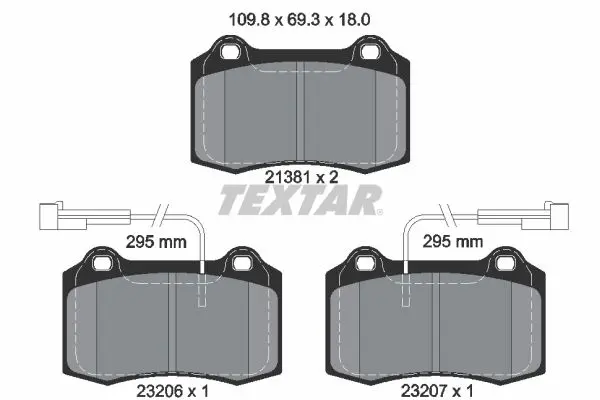 TEXTAR Sada brzdových destiček, kotoučová brzda 2138103