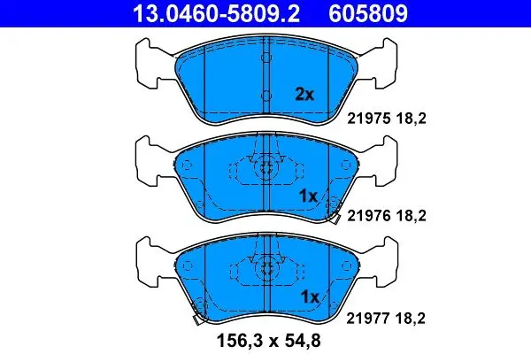 Sada brzdových destiček, kotoučová brzda ATE 13.0460-5809.2