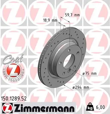 Brzdový kotouč ZIMMERMANN 150.1289.52