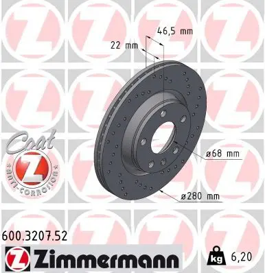 Brzdový kotouč ZIMMERMANN 600.3207.52