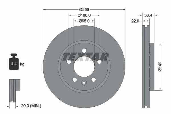Brzdový kotouč TEXTAR 92098603