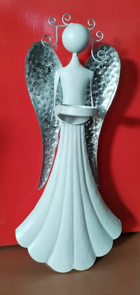 Kovový anděl Tamara se stojánkem na svíčku 36cm 33027-36A